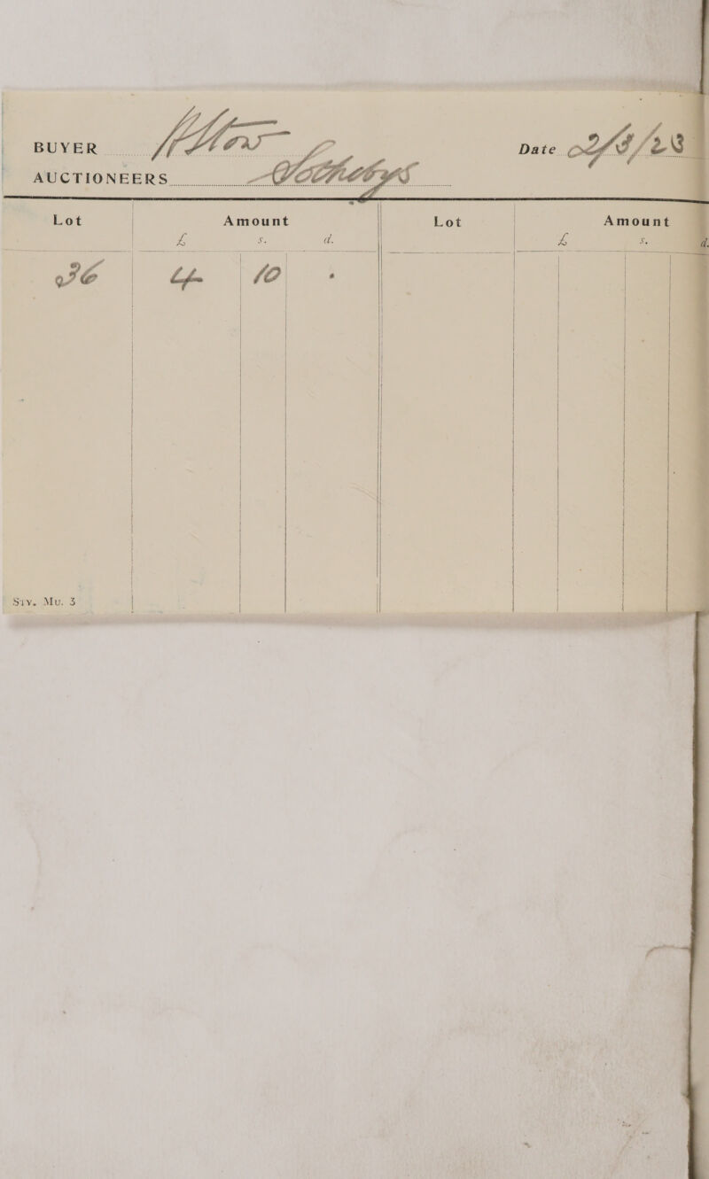 Date. OA Vf &amp;  Lot Amount Lot a 5. a. ) ‘s - ee Eo          EE ——— ——————————— PiSav.aMu. 3   