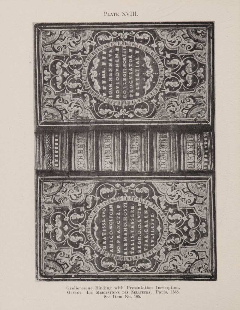PLATE XV IT.  Grolieresque Binding with Presentation Inscription. Guytot. Les MerpitaTions pes ZeLaTeurs. Paris, 1568. See Item No. 185.