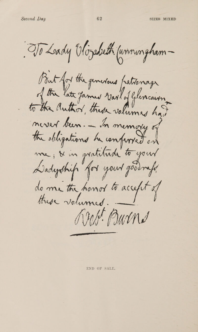 Second Day SIZES MIXED Op Ib Kady es ne rey ftp i otk Anant o ene me ah Ans Ba ON hig: —~ YN Muwdy. sf th bh gaiond Ay oe ane; Mou / preted vil Airdaythip Mf pen Pe do aN Aw Aono fr weft pee RA ~ See | Ah Purnd END OF SALE.