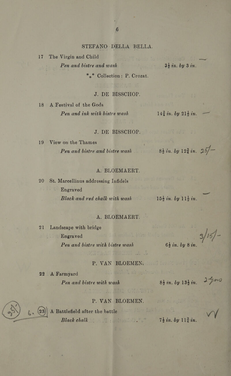  17 18 19 20 The Virgin and Child Pen and bistre and wash J. DE BISSCHOP. A Festival of the Gods Pen and ink with bistre wash J. DE BISSCHOP. View on the Thames Pen and bistre and bistre wash A. BLOEMAERT. St. Marcellinus addressing Infidels Engraved Black and ved chalk with wash Engraved Pen and bistre with bistre wash A Farmyard Pen and bistre with wash Black chalk. 84 in. by 134in Thin. by 1lzin.