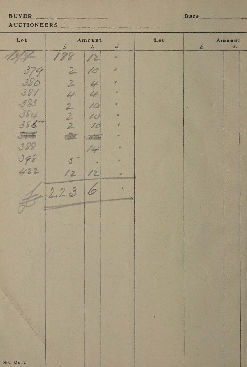    Lot Amount ye    ARTOIS as  Sry. Mu. 2