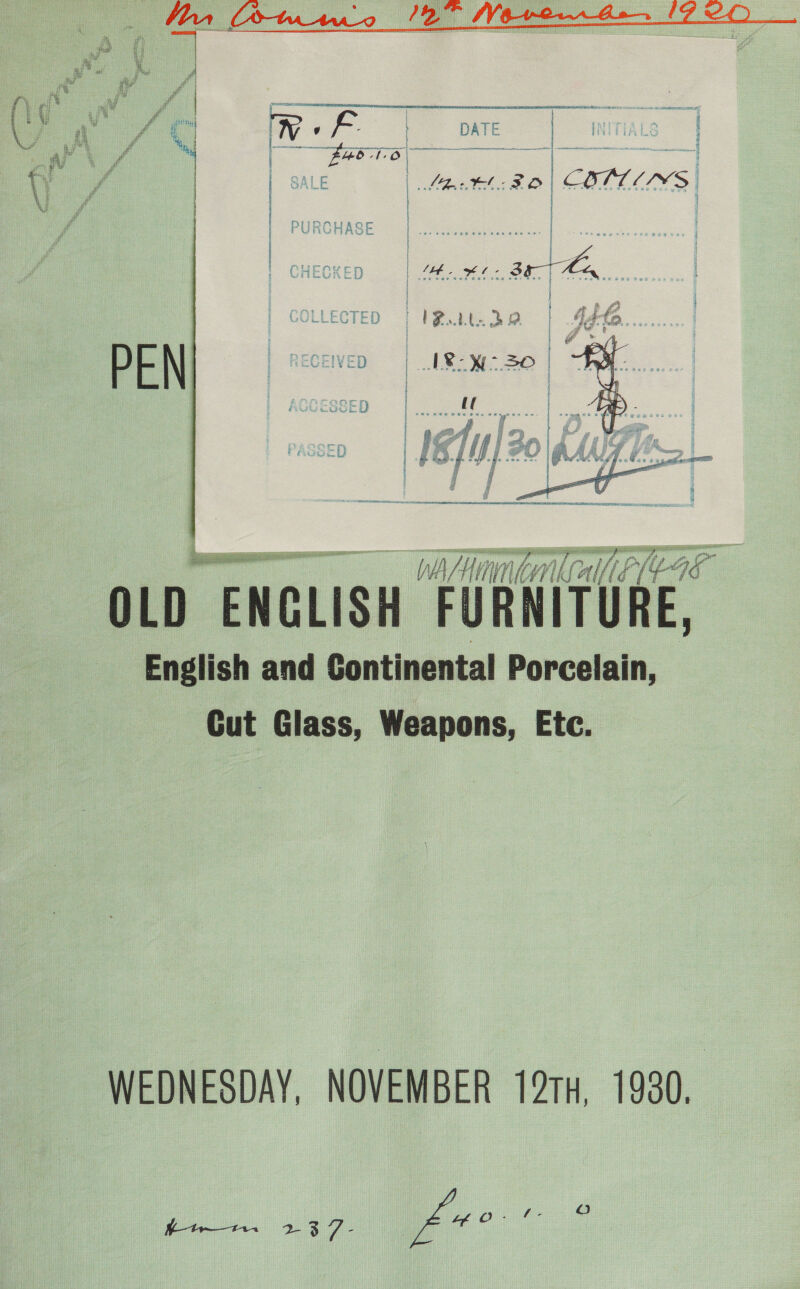   | f i ne \ 3 4 a | d ~ ree tee SPE *   i { } ; ts mee } ‘ fm Cr} | uy wis ; } | { j f i ‘ote al } i, i tf rf) : few See ee A OE 5 GF ‘ § 2 | X % v | j i ; Toa 2 j . 4 = i} i] ; j i =f} i f pa i &amp; s ERR YI a ig ARERR TE INTE REN NE EE DT BEES TS P UTE BRI ICTS EATEN Ua &gt; ist eum Wh V/A it nf Tenlfal lf Lag fe OLD ENGLISH FURNITURE, English and Continental Porcelain, Cut Glass, Weapons, Etc. WEDNESDAY, NOVEMBER 12TH, 1980. Fis Oo