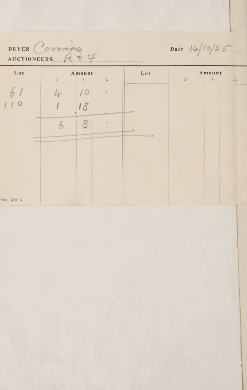   Lot  b/ fav Sty. Mu. 3  Amount          Lot Amount Se ” “Sag     