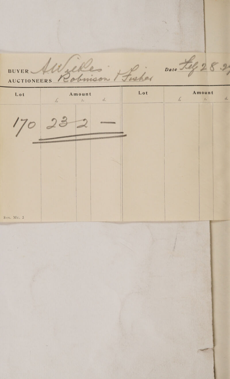     BU YER. Lot Srys Mus 3.      Amount Sha         