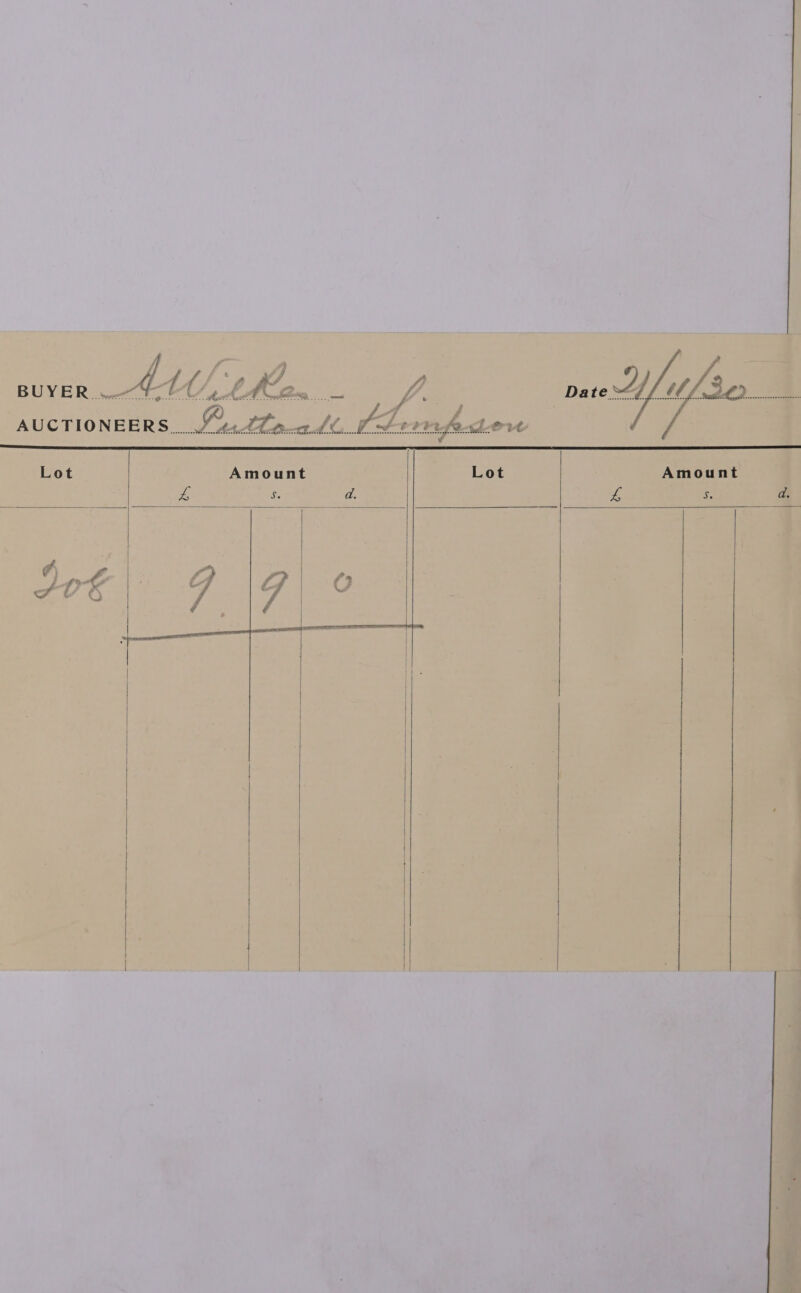   BUYER us Oh fp ye é Lot Amount L a de            