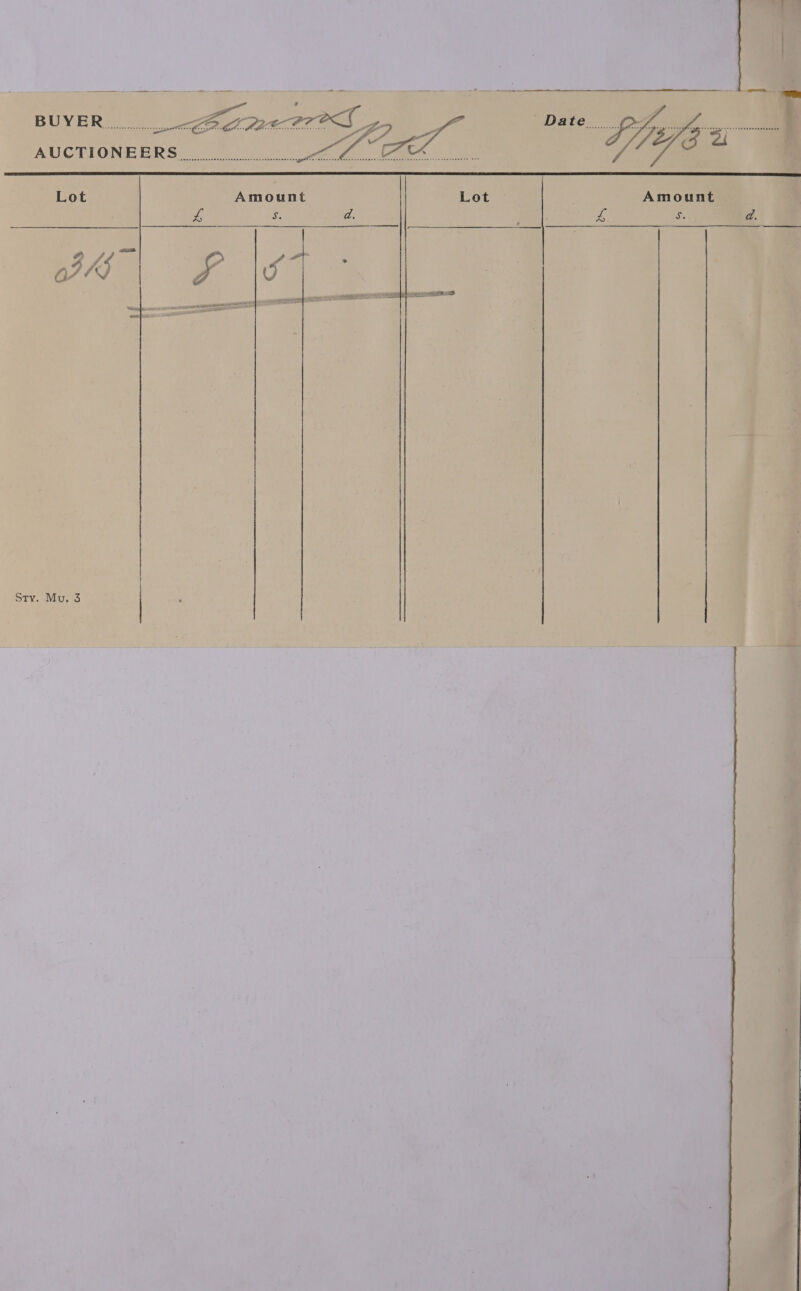 BUYER... a AIEA Date fe A ste. oad page AS 2 AUCTIONEERS ee Se ae Fa Se Seamle t 777.8  Lot Amount Amount rm Se d.  Sty. Mu. 3 