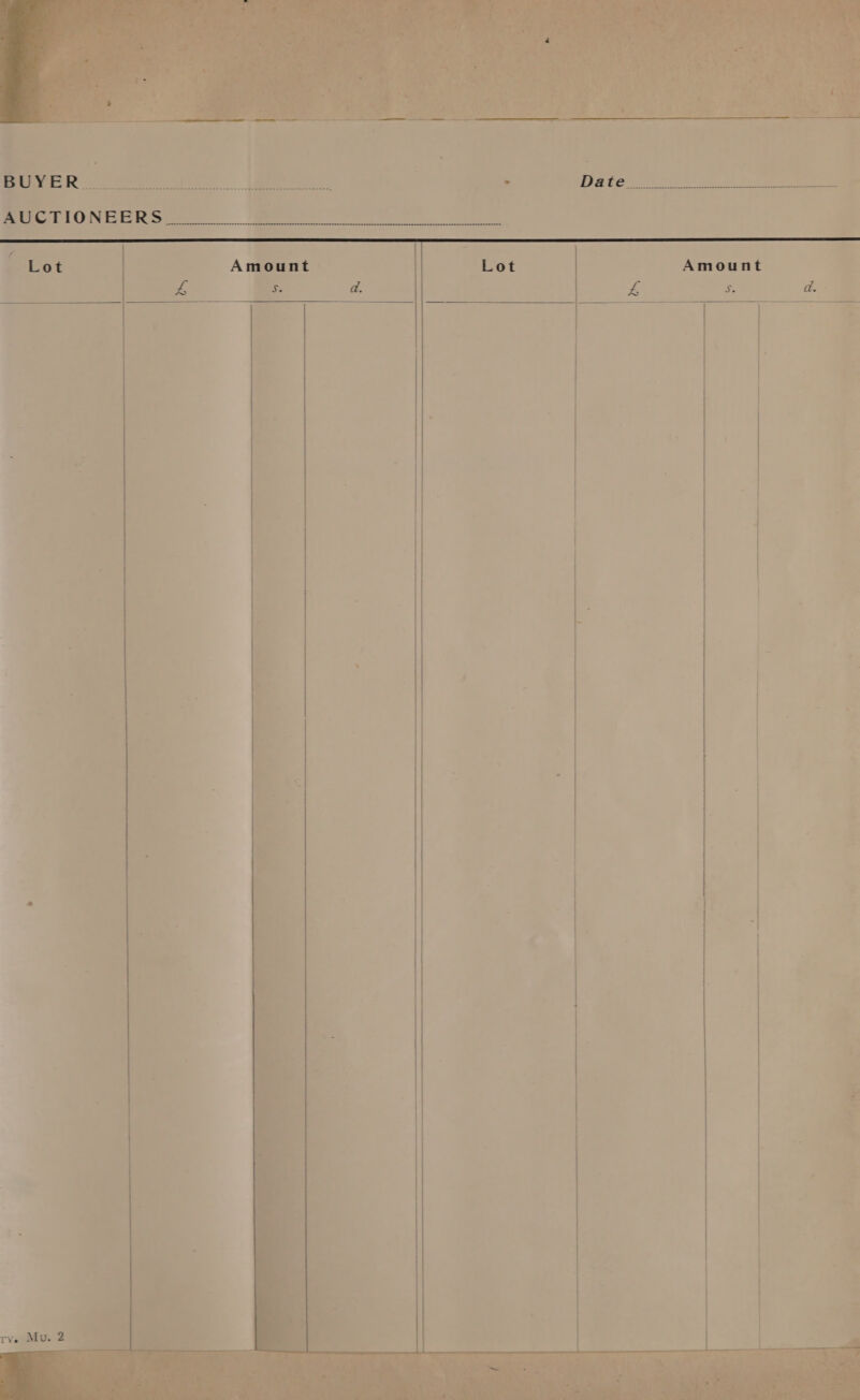  ROVER ete tee rid ip oce eee ee rsh iter : | AUCTIONEERS   a : Lot Amount Lot   an  rYe Mu. 2