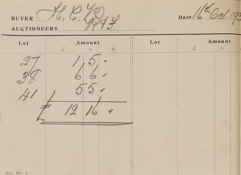     BUYER.\....4.@%¢..%. ry ‘ : | Date | / fe ty ‘Zz ) AUCTIONEERS... MB Oe ee ot           