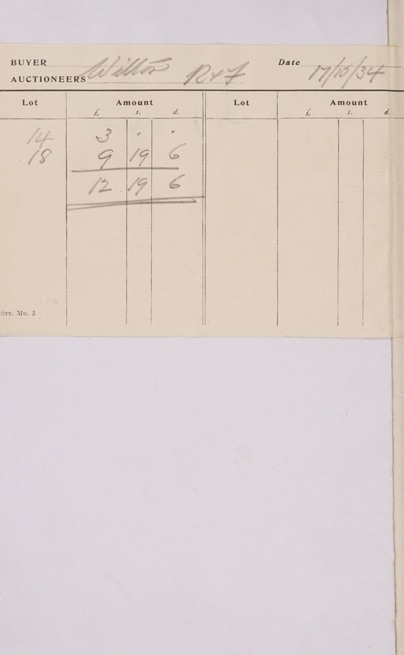  > ? he 9 “a Ye AUCTIONEERS ~~ Lot Lot Amount te o d.    _ oe . nt tt