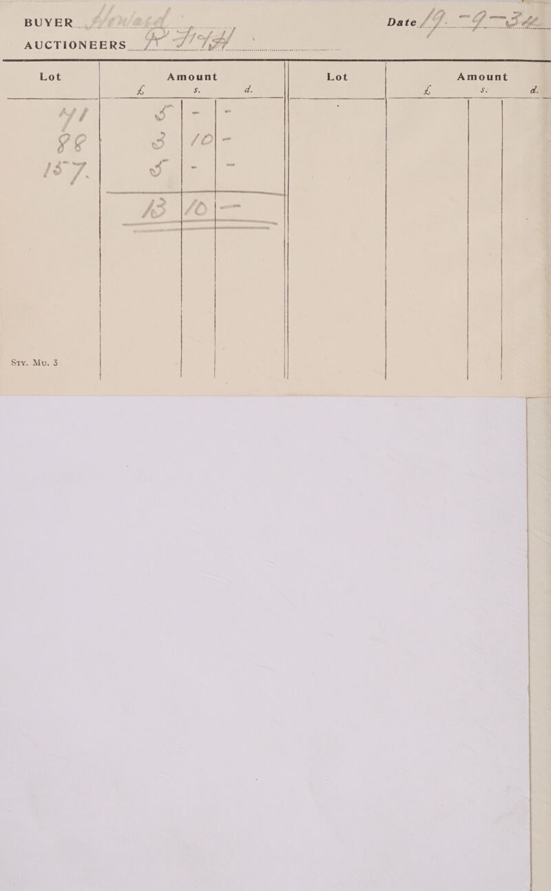 Lot Lot Amount 4 S.    Sty. Mu. 3  