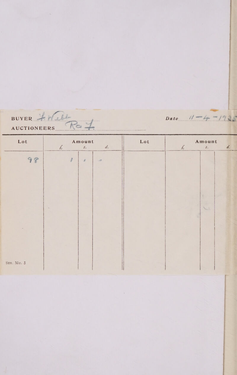   Lot Amount Lot Amount cs Se Zz : a a ? 2 ) Sty. Mu. 3 | | |