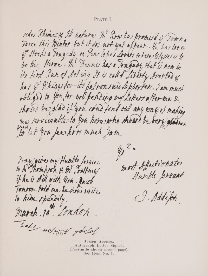 PLATE]. ride) Kime Me tabore fas oop. Farce thu Pinker bak lps af bat “4, i? es pj Medi t a Tragedy th Sncirf de goat Wh pel l be eh Meet OL ee rag Hal hthy ty ih Ant an of fel irg JE tld Ja a he y Whegg fer il att Sis Mb P., 7am pees rbhegS) by foe ar 4 ke peal Ke shred tres ghd Lf yes eesod it Ws y Jee Bi bes @ittaee by ok ete sarhe hist? Sy Aire Ble fre Jews kn Dibeth Pian pe Jraypure my Hunlt fastec | phacbeiehader bh Vhemhyca p In ralfre purth Affectec thea — Dp duct y Huth frtnat b side | rik pi i sis no Add poh hark 10 HATA ee —mslasey yolelof OSEPH ADDISON.