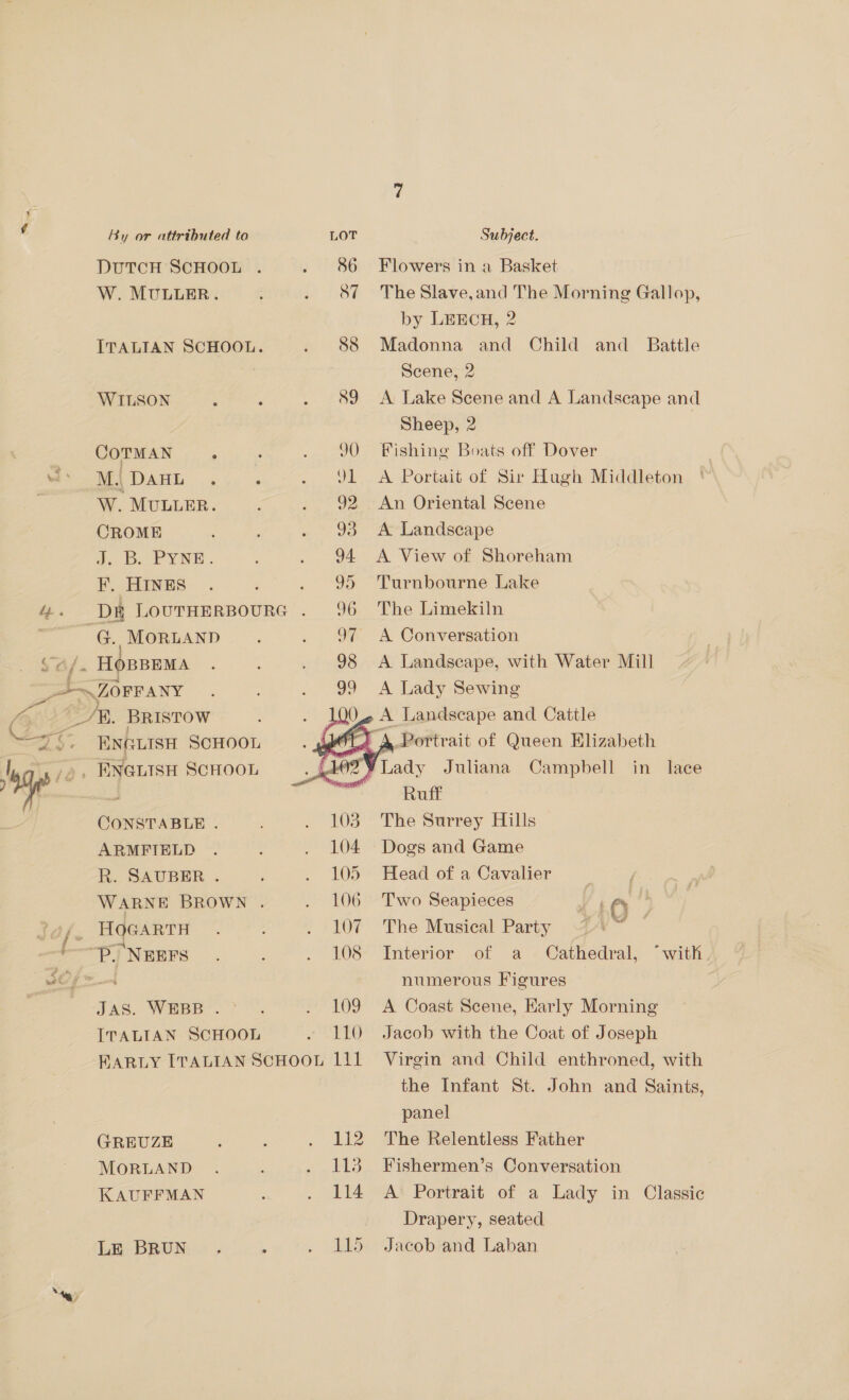 DUTCH SCHOOL . W. MULLER. ITALIAN SCHOOL. WILSON COTMAN M. DAHL W. MULLER. CROME J. BB. PYN®S. F. HINES G., MORLAND HOBBEMA “wy ENGLISH SCHOOL CONSTABLE . ARMFIELD R. SAUBER . WARNE BROWN . JAS. WEBB . ITALIAN SCHOOL GREUZE MORLAND KAUFFMAN LE BRUN 86 87 88 89  LO Cathedral, “with.