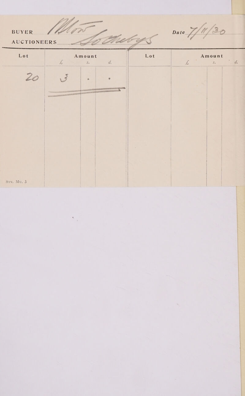  Lot Amount Lot Amount £ “ &amp; d. a cP “age          Sie IMME RS      