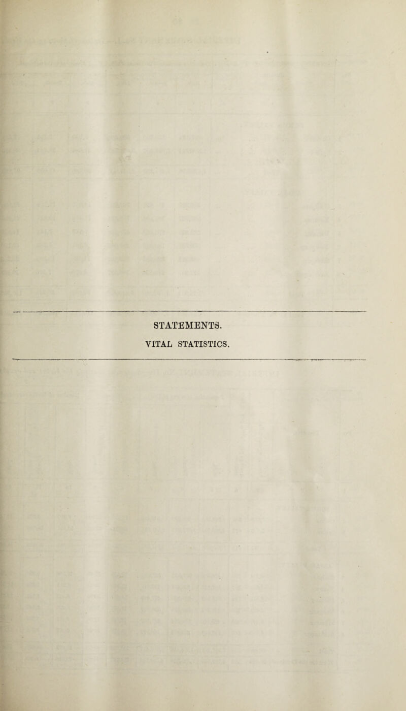 STATEMENTS. VITAL STATISTICS.