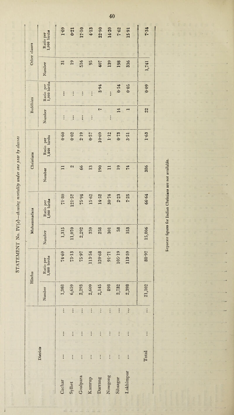 STATEMENT No. IV(fl)—showing mortality under one year by classes d PS°- 1) _ £ 3 £ O b JO 3 £ JO •- -2 d ^4 3 2 3 a -a A s E A JO 3 s fc.3 h o w o d o o r- cs Tjl co m H? CO lO NO m t'* cs cs NO rH (Ih in U0 T* o cs S'- NO t- <M rH rH eo S3 o HQ s 3 2 m o cs CN 00 rH oo CO rH t» ON in in o m m CO r\ rH rH rH c» cs co cs CO rH 3 C U -C V t? a.S: .2 ^ II Os CO s- •4f co rH ON ON C- NO rH ON m NO rH in ON •if CO in do © rH in DO CO t- C'* rH cs On o rH CO rH rH rH rH co ON CO ON in co cs 00 cs Jh NO m On o On DO On o *q eo NO_ CS NO rH »N CO DO rH #N E 3 £ rH NO cs cs CS cs CS rH CNJ CO NO o CO in u *C 4H o H J- Ctf CJ c3 U <u jC C/D cS u a, be ac c cs P G o JX u a CO 73 o £ Sh U a o O Q Jh Ca bo ct2 C/3 J2 • hH C/D to 3 o- 6 r* r* a 3 d d o c V H d w s <* rSZ U c .2 *5 c U .P u to cn <s Wh IT. CL <U C/J