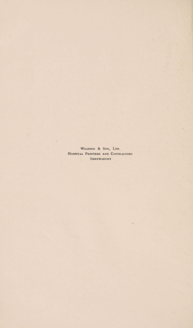 Wilding & Son, Ltd. Hospital Printers and Contractors Shrewsbury