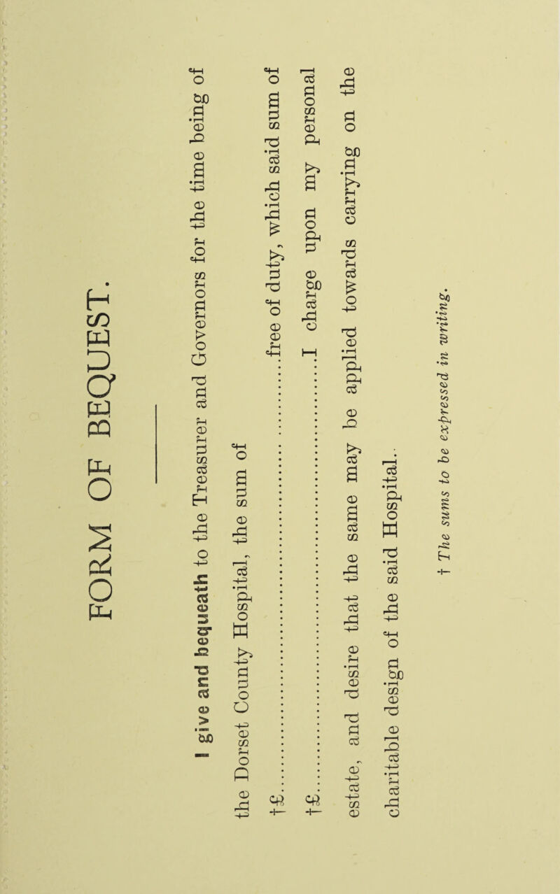 FORM OF BEQUEST. t The sums to he expressed in writing.