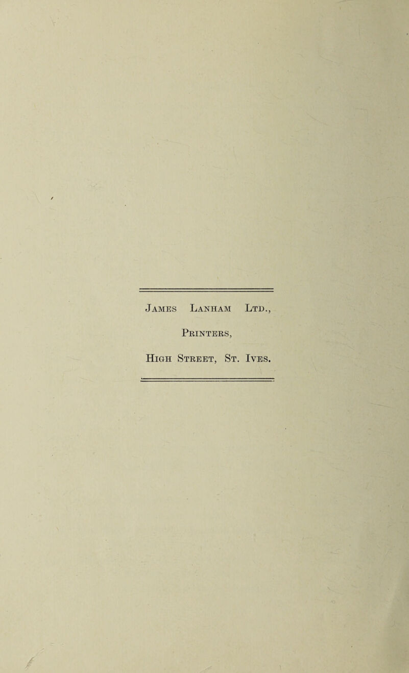James Lanham Ltd., Printers, High Street, St. Ives.