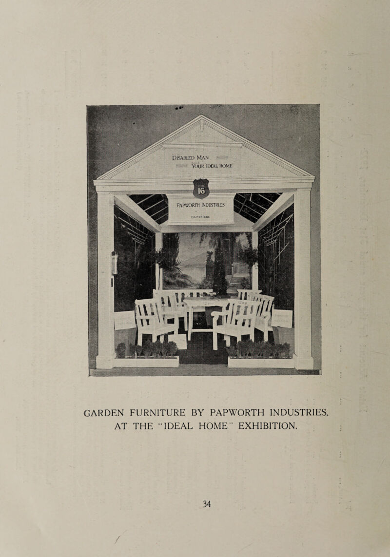 GARDEN AT FURNITURE BY PAPWORTH INDUSTRIES, THE “IDEAL HOME” EXHIBITION.