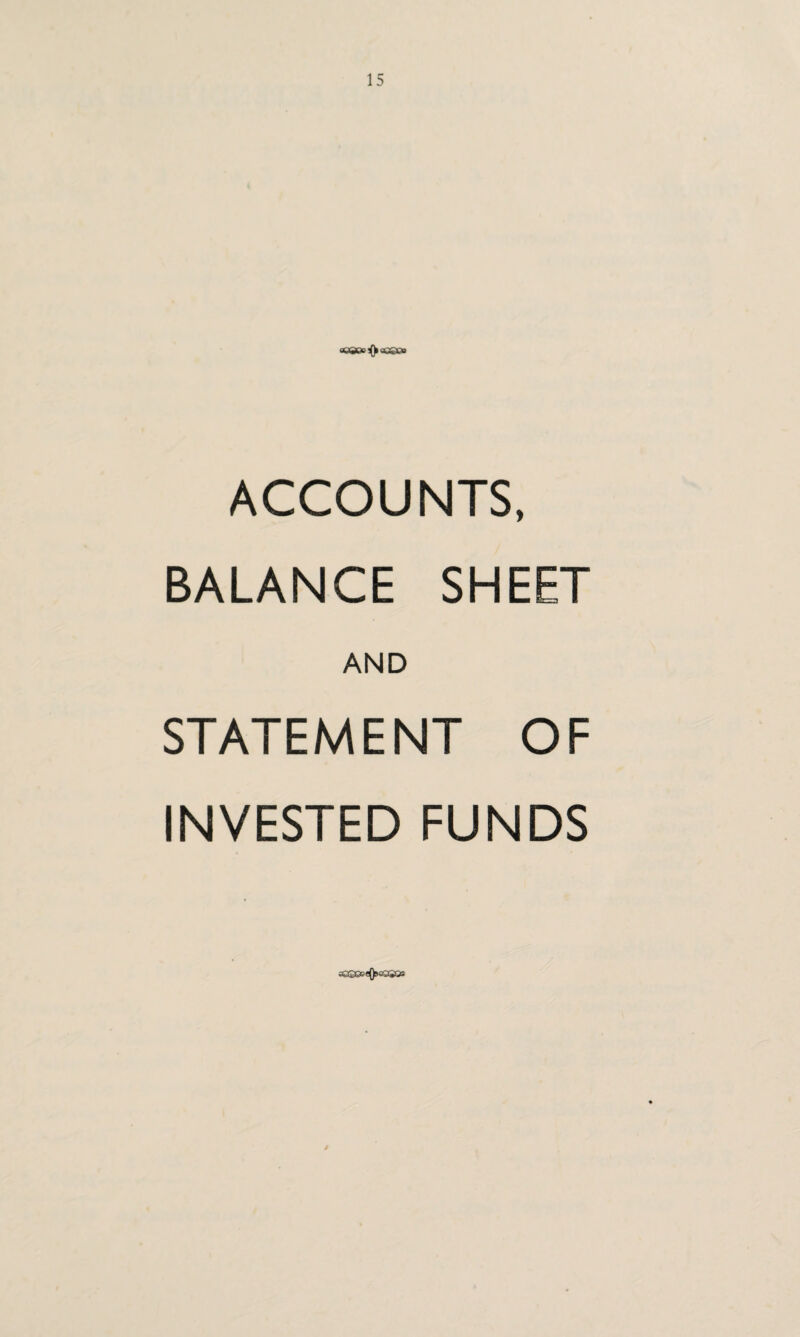 <CQQg^aOSOB ACCOUNTS, BALANCE SHEET AND STATEMENT OF INVESTED FUNDS