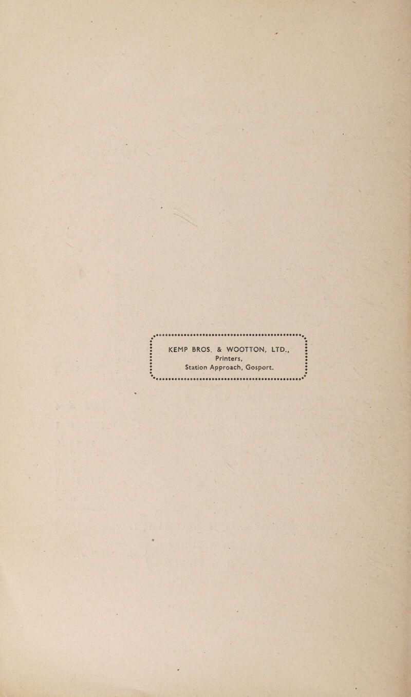 KEMP BROS. & WOOTTON, LTD., Printers, Station Approach, Gosport,