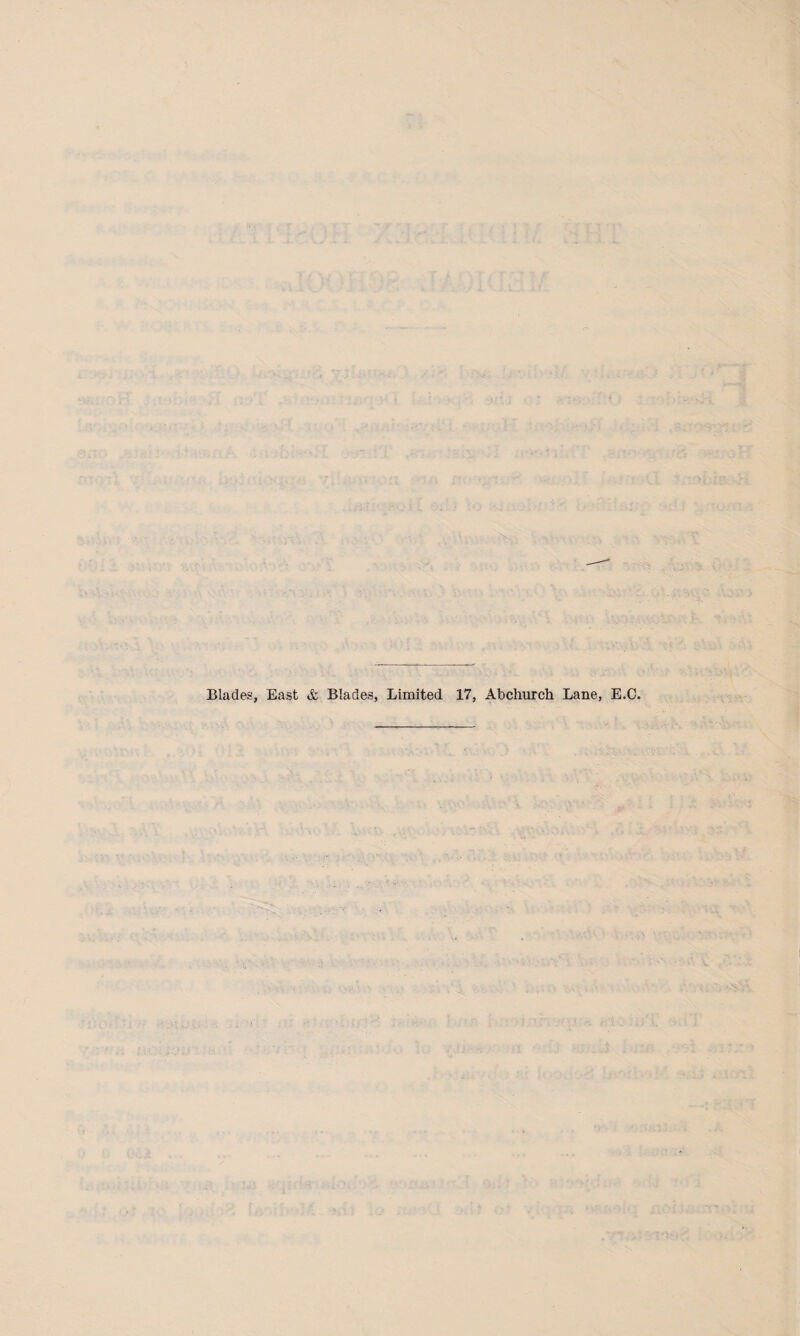 Blades, East & Blades, Limited 17, Abchurch Lane, E.C.