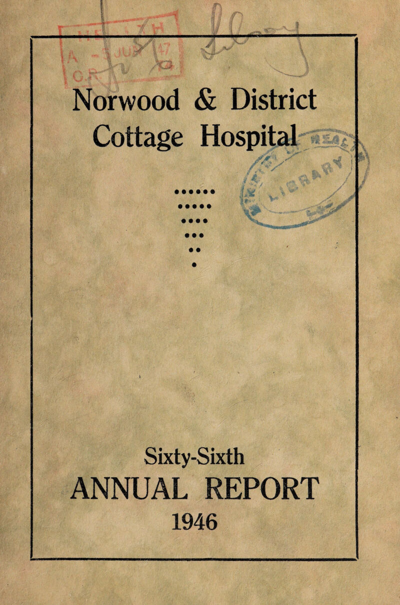 .M-n r-*>- y . :j | ; ■ , J r%^‘ Norwood & District Cottage Hospital • • • • • • • • • Sixty-Sixth ANNUAL REPORT 1946