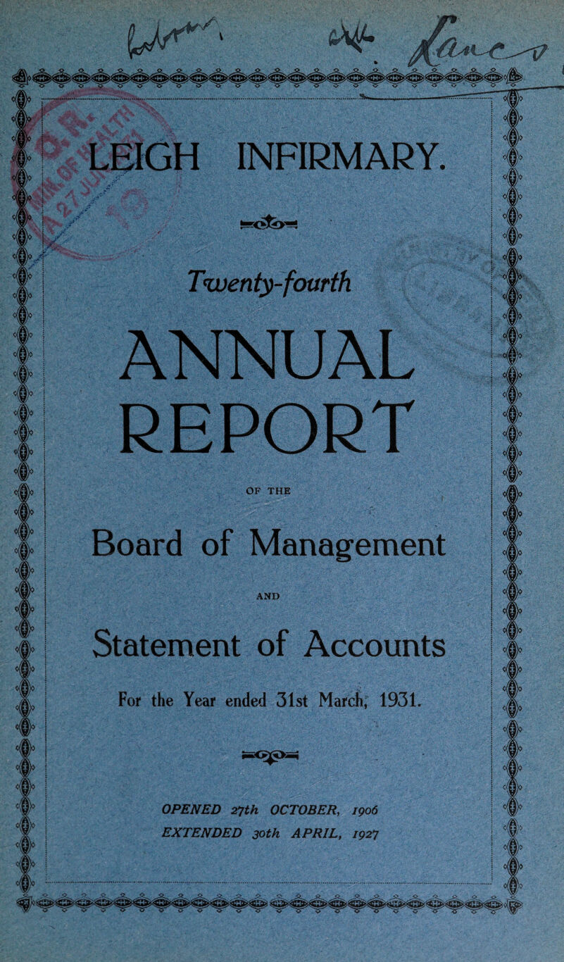 OF THE Board of Management AND Statement of Accounts For the Year ended 31st March, 1931 OPENED 2*jth OCTOBER, 1906 EXTENDED 30th APRIL, 192*7