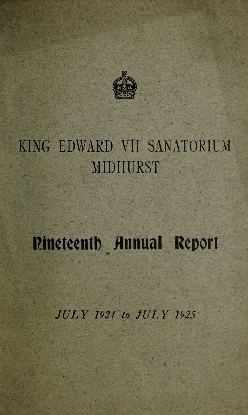V- MIDHURST , A ' - • ' V Rineteentl) Untiual Report