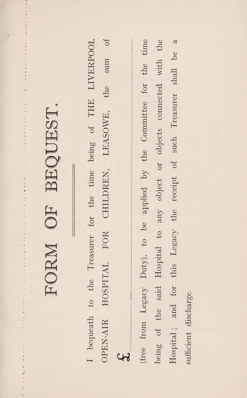 h-1 o o Ph Pi w > HH 1-3 w ffi H o ho G • rH CD O a g w £ o co < W a • t-H *h O '-M *S £ w Pi Q X i—i s CJ ;h CD 5-h G CO cj <D 5—i H Pi O (Jh h-3 < H h-H Ph co O K dg +-> cj CD G cr CD rO I-1 Pi b—i < i £ w pp o a rH CJ OS rG -+-> T3 <t> • rH H. Oh d CD PD o H3 CD -+-> CD CD G G O O CO 4—> CD CD • r—i X o Jh o o 0) • r—> rO o G cj O •+-> cj 4-) • r-H Qh co O w o cj bjo d) k4 • rH cj co CJ DP <-M O bo G • r—H CJ rQ Hospital ; and for this Legacy the receipt of such Treasurer shall be sufficient discharge.