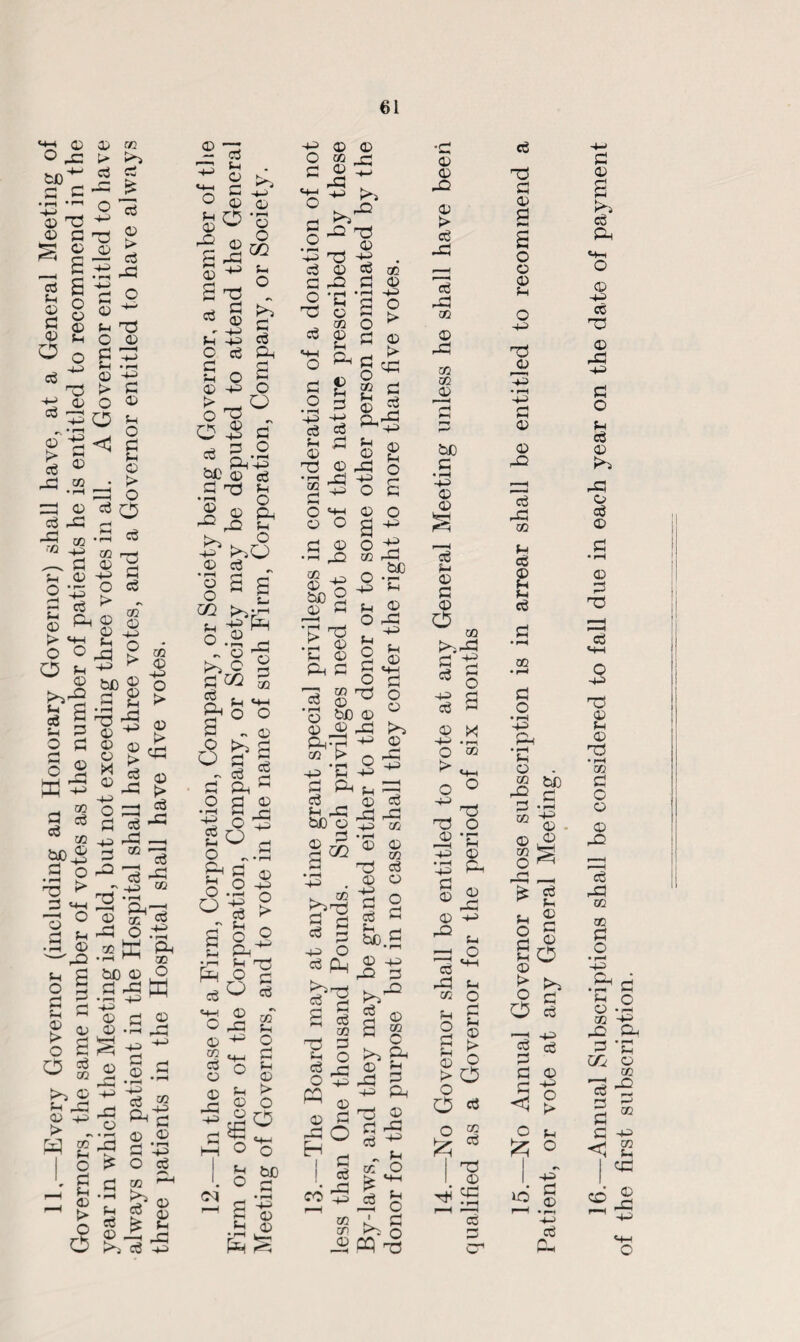 11,—Every Governor (including an Honorary Governor) shall have, at a General Meeting of Governors, the same number of votes as the number of patients he is entitled to recommend in the year in which the Meeting is held, but not exceeding three votes in all. A Governor entitled to have always one patient in the Hospital shall have three votes, and a Governor entitled to have always three patients in the Hospital shall have five votes. - S © © 3 .2 P_i , be <D Cd © 44 © -+5 PH O .s - o P co o3 Ph 2 p © p CO ?H o o o „ © p C3 p p o3 Ph a j O 72 u a o3 Ph O Ph P * O o O S PH • r-1 P c3 «-M © O j <D ^ g o © P 44 © o > 44 o3 Ph O P^ Ph 73 6 § CO Ph O Ph © > o Ph © O rK ch ^2 ° H P O Ph o P P © M cd O ibx p © 72 p 2 p 73 ,44 P © p CO • pp h4 73 © 44 ^H 44 Ph c3 © c3 CO \U (-H o p P P © P c3 73 p © pd c O 73 *c © CO • rH P o 44 O > Ph 44 44 c3 o3 © f . P © C P Ph © c3 O 44 Ph 2 o HH o p Ph © P O 00 ►> rP P > o O P Ph <H-| c3 O 0 73 © H4 p • rH 44 o3 44 c3 pH Ph-5 60 73 • rH © p 44 © P oo © p 73 • rH © 2 ■ p 03 44 o p 73 © © P P 44 o co O 44 O © Ph O 4-> P be 44 Ph p p o3 HP bD © © 02 44 w GO s g 44 O P P j^73 § P P «3 CO 73 P 52 O <3 p O 44 ^ CD © P ~C> I P I c6 CO 'S r-H CO cn © © P 44 P-l © MH P o © © o :§ 44 r““J <X) Cv P P 44 CO • rH © © m 73 c3 © © 44 p-l o O CO © bJD © © p O P P c3 bb.£ © 44 p p $ O 2 c ^ Ph © Ph , r—■ P p 44 Ph t3 © p -2 p of £ P-i O Ph O O P3 73 © © p © c<3 P c3 P 00 © P CO 03 © be P • pH 44 © © © P © o K*;P 44 5 c3 w © X ~4 • r—i O m o o 73 © 73 O • r* Ph © •42 P © © © 44 ^ Ph P © C3 ^ pP Ph m O Ph © O PH 2 © Ph ^ © © > o o O *« |ZC 03 I ^ pH —H 03 73 P © 2 o o © Ph 73 © © © P Ph © C3 00 •pH P o • pH 44 Ph • i—i Ph © 2 be § -2 ® -g © © f'ci Ph © © 2 So © r9 P O C5 2 p p © 44 O > P P <i o i i, id Ph O 44 P © • r-i -4-) P P © c3 P © 44 05 73 © p 44 p O Ph c3 © © P 73 c3 73 © Ph © 73 •pH CO p O © © P c3 P CO CO p O • r—< Ph • I—* Ph © 03 P P 0Q c3 P P P <1 of the first subscription.