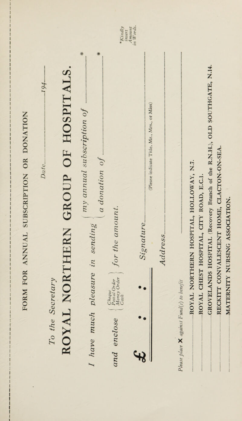 FORM FOR ANNUAL SUBSCRIPTION OR DONATION W X H P 0 CO Q P 0 s: o t-k IX. §0 or Vi Vi -5 Vi o ITY NURSING ASSOCIATION