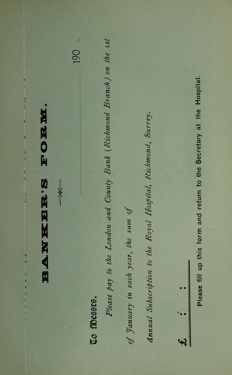 Please fill up this form and return to the Secretary at the Hospital.
