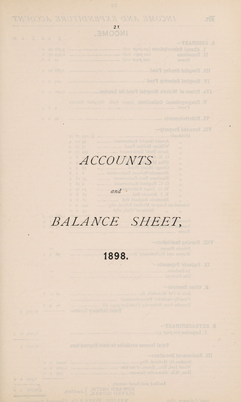 A CCO UNTS and ' BALANCE SHEET,