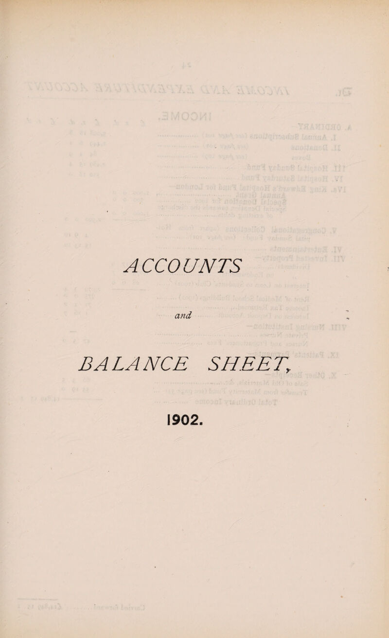 ACCOUNTS and BALANCE SHEET, 1902.