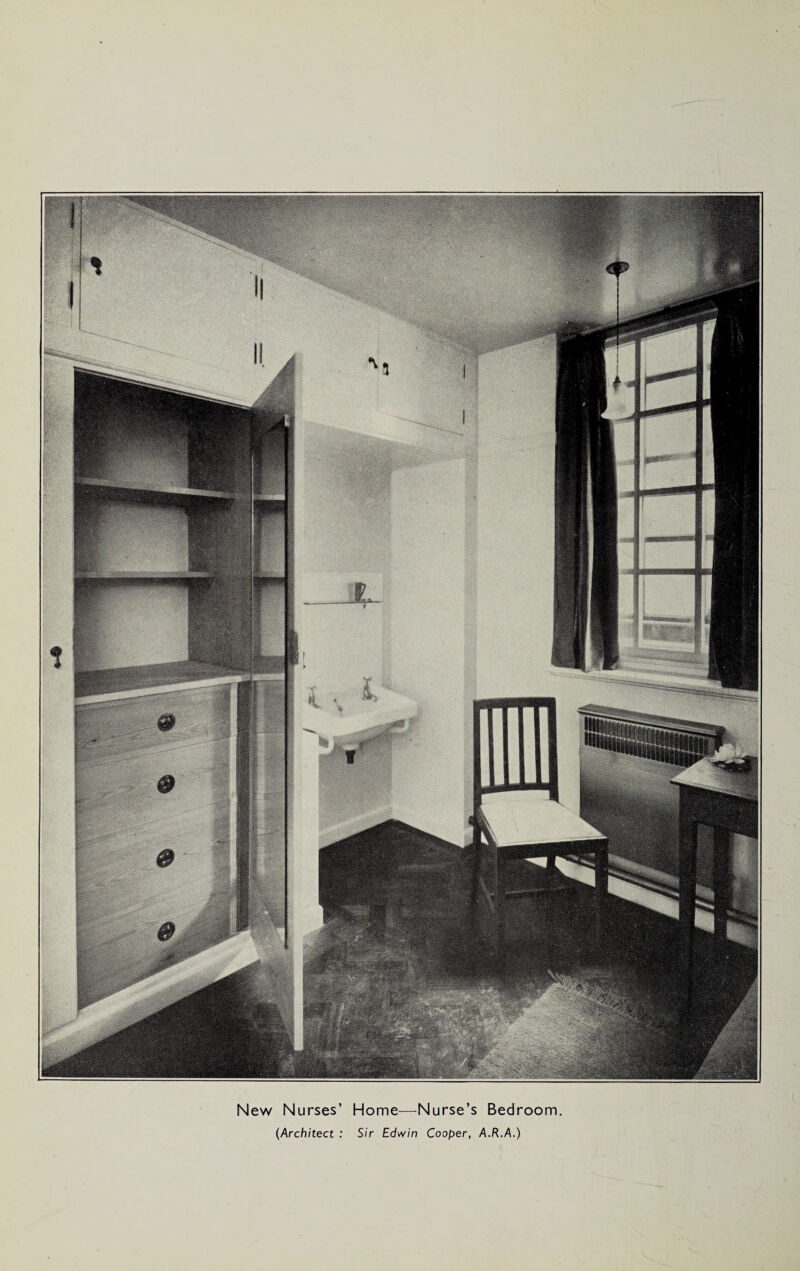 New Nurses’ Home—Nurse’s Bedroom (Architect : Sir Edwin Cooper, A.R.A.)