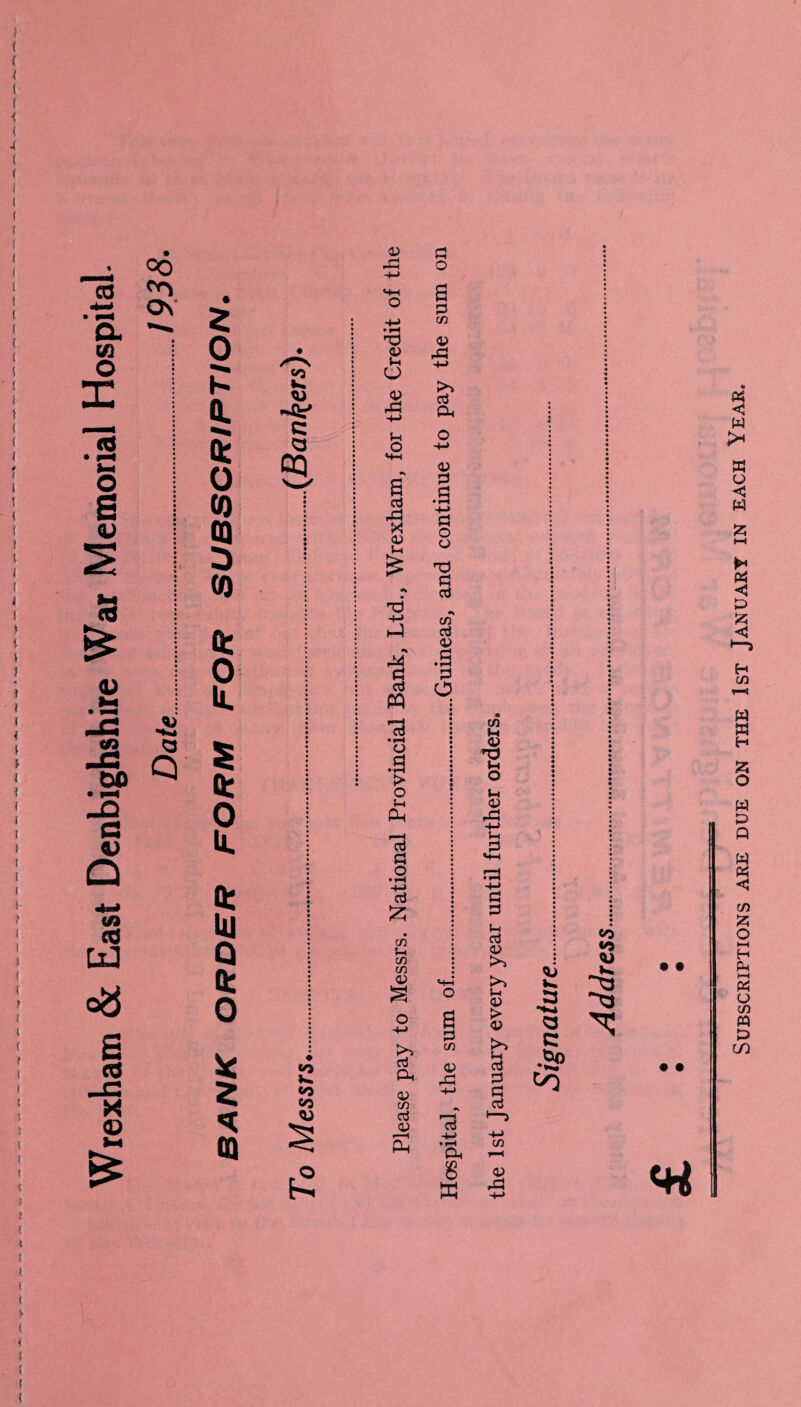 Wrexham & East Denbighshire War Memorial Hospital. Date.1938 • 0 K a. $ 0 (0 DJ 3 (0 a: o a. 5 a: 0 u. a: ui Q a: 0 * * ta 43 0> u U rS S-H O aj 43 X 03 X) h-3 a d PQ > o }-H CM r-H aj 0 o • i-H +J aj c/3 'rH CD C/3 03 aj Oh 03 cn d 03 r—4 fin o s 03 43 H-> aj Oh 03 P P • H +-> 53 o o 'P o aj ** co aj 03 a • rH P o p C/3 03 43 aj H-> • t-H Oh 8 K C/3 a; *8 O Vh o> -M H •S 33 -+-> a S3 ^H aj 03 >> l-H 03 > 03 S-H aj O 53 cj C/3 03 rP <U a c .'ao eo to <u )•* ^3 Subscriptions are due on the 1st January in each Year.