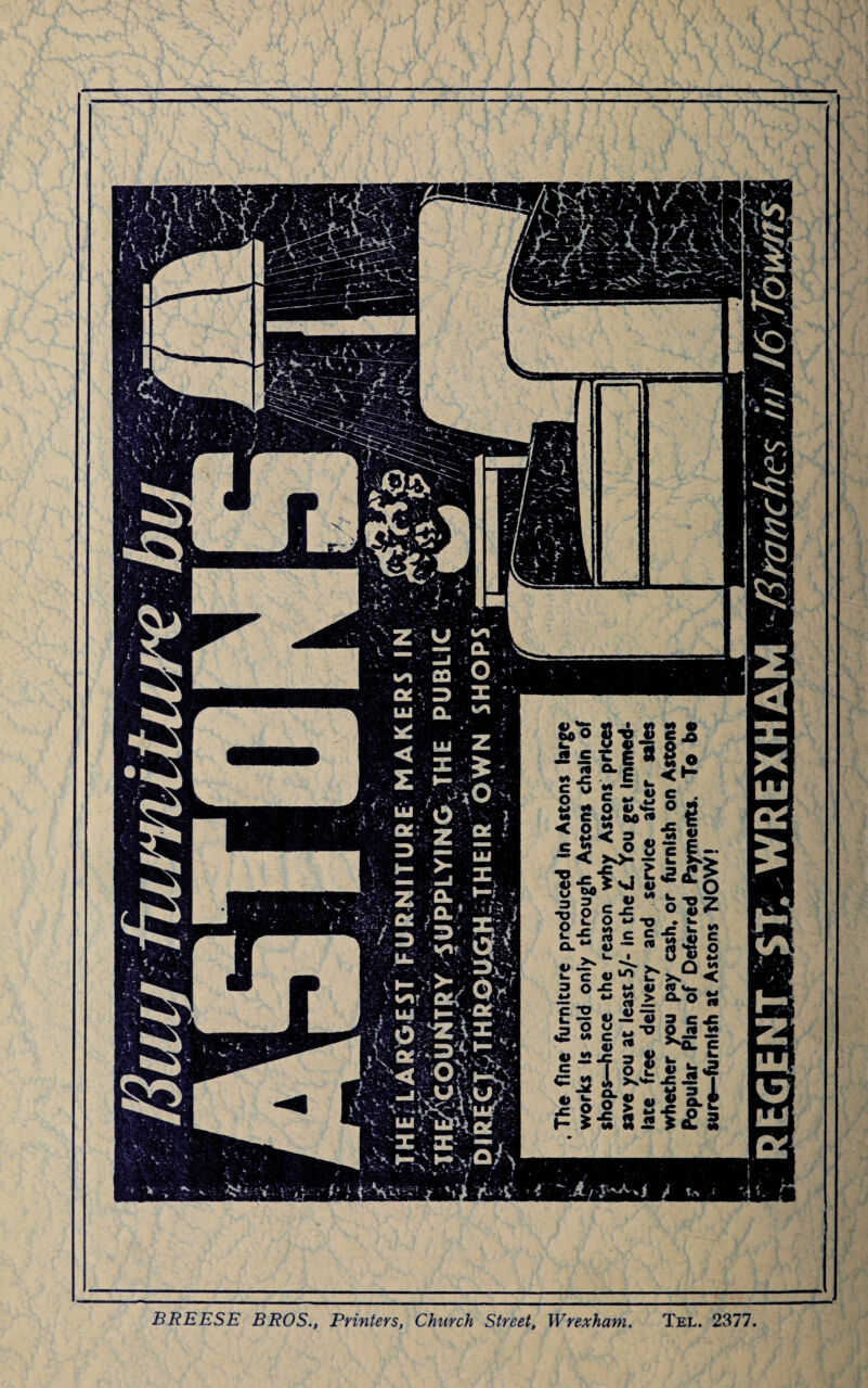 BREESE BROS., Printers, Church Street, Wrexham. Tel. 2377.