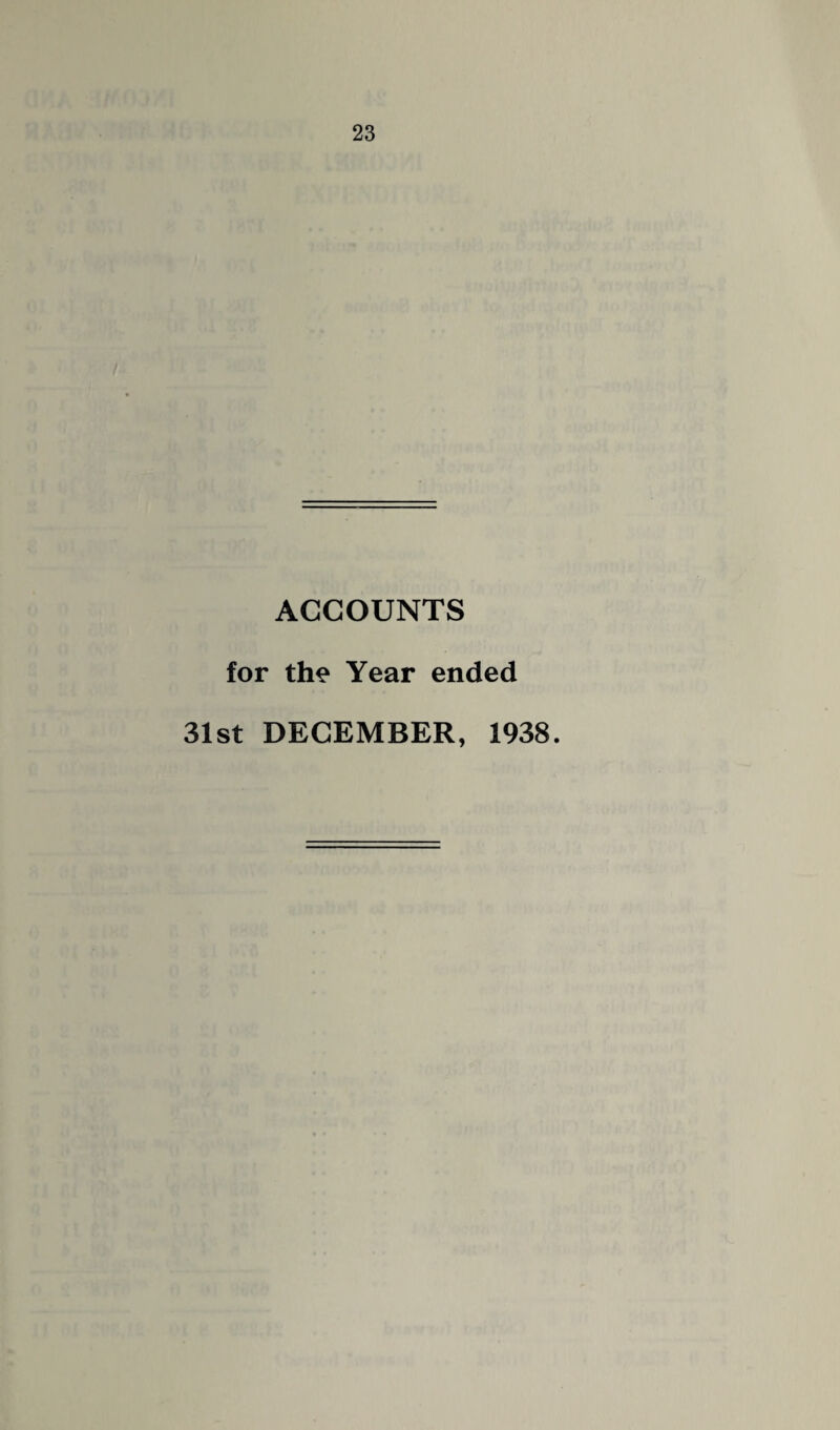 ACCOUNTS for the Year ended 31st DECEMBER, 1938.