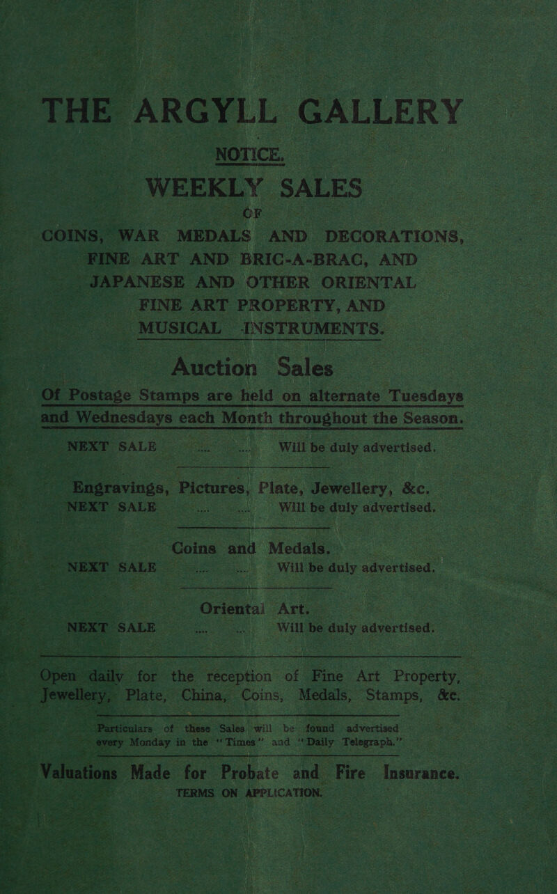 , _ Property, Stamps, &amp;c. ound advertised Daily Telegrap 