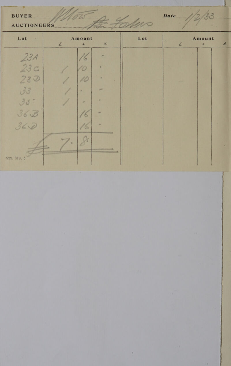  SF BUYER...... LAG A42S...  Lot Amount Lot Amount EE, Neer lle As ahs BR dass £ ie te Kc  ~~ ‘~ Sty. Mu. 3 