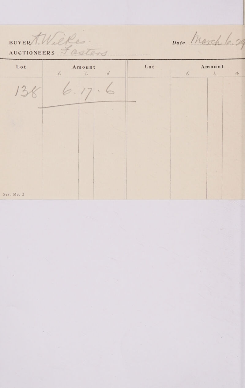 Mu. 3  Amount S$. d.   fi; wee # £ G A ? , — ces ONE  SE mail =       