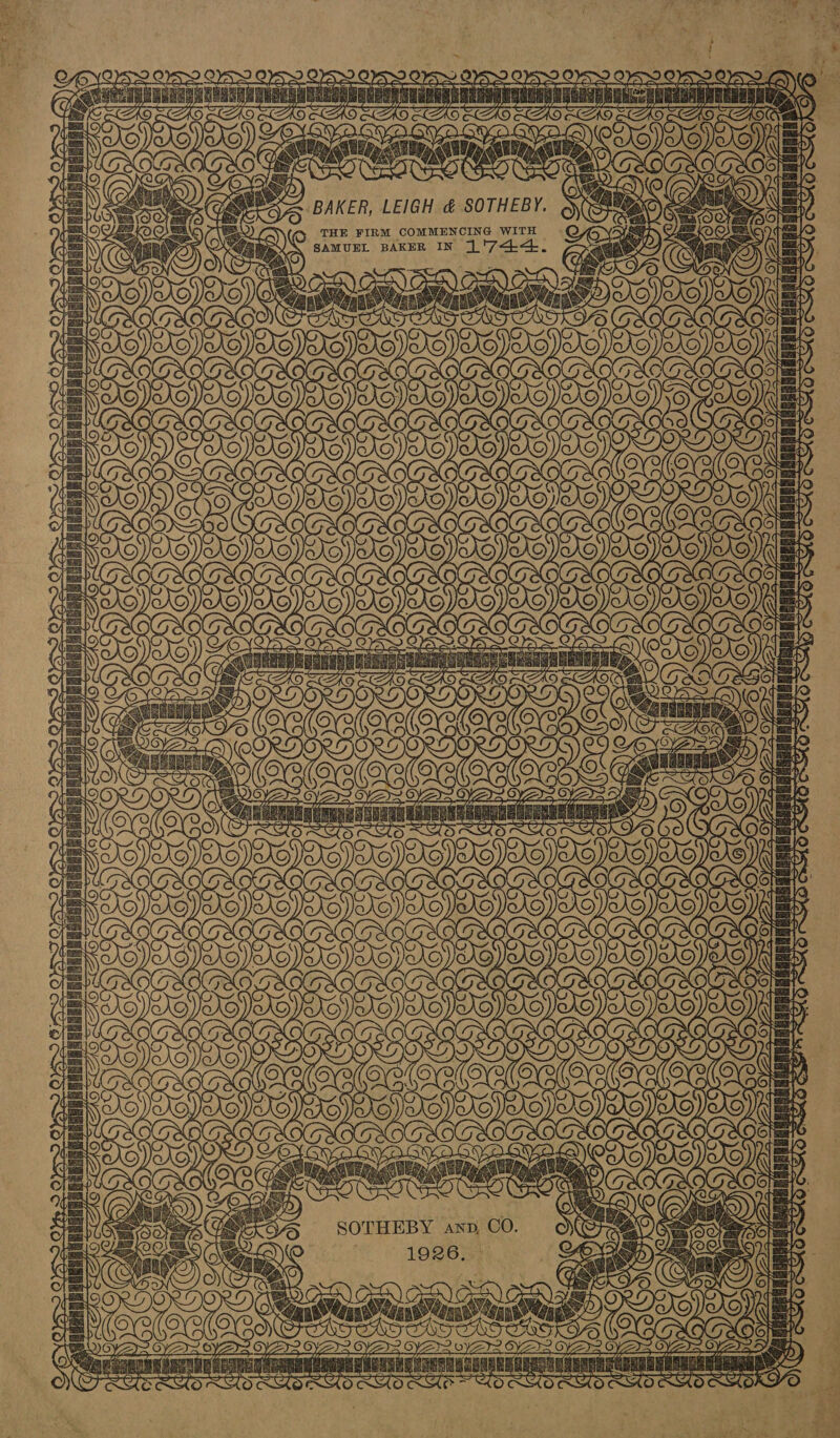 + THE FIRM COMMENCING WITH SAMUEL BAKER IN 1'744. SOTHEBY anv, CO. 1926, . Or ay | WOME BO) Eee Ge) Cans res : oor eee o OFoK Zya OZ T= OY  / = é &lt;P 2 S QS eI Ne eTS oH ee — rth een tr he wo ea ene a AF,