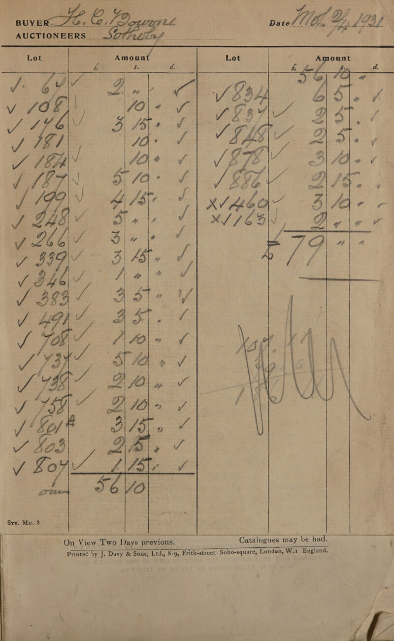         Sot ee     bests. S ~ SS Rea ee Cyy SSS &amp;sy ars eee SS GS SS : SOS SEHSTIHHY* ST? PHSSS eS S Sey e. x koe ba ~~ oe oS S Oo On View Two Days previous. ——==——_—Catalogues may be had,  Printec Sy J. Davy &amp; Sons, Ltd., 8-9, Frith-street Soho-square, Londen, W.1 England. 