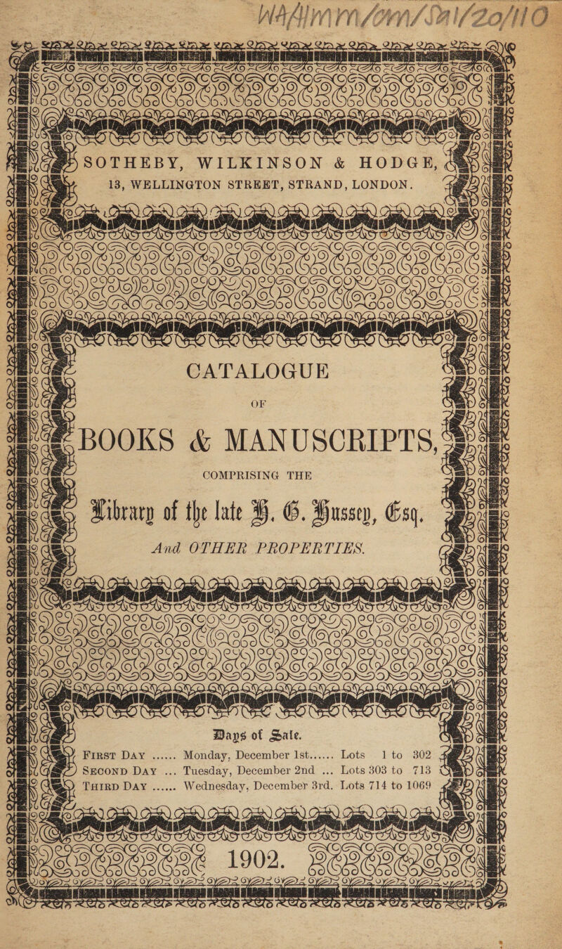 —~    =  we | poeneemeeey | CE @ BOOKS «&amp; uanusonieTs COMPRISING THE sae a Pibracy of the late H. G. Hussey, Esq, And OTHER PROPERTIES. et = et i. —— = freuen bat onday, December Ist.. wee Sa a i mo mmo ene &gt; a eo)   