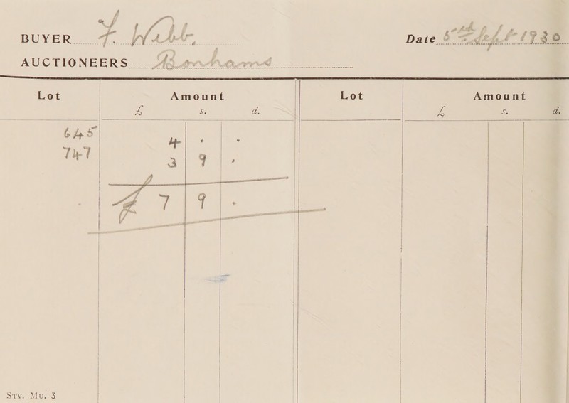 ft . f Pa i L Pies ! F ad Fg A » A : Fag 4 BUYER....7... WAM, Date 5 = ett 7S  Lot Amount Lot Amount 4 S: d. pa §   Tel         