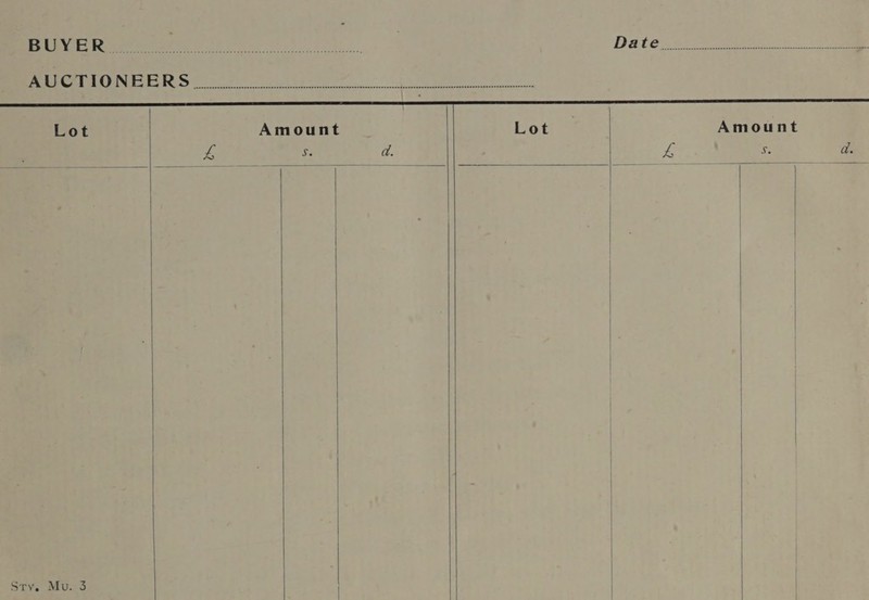 a Lot Amount Lot | Amount L ce d. ve ce a.            Sty. Mu. 3