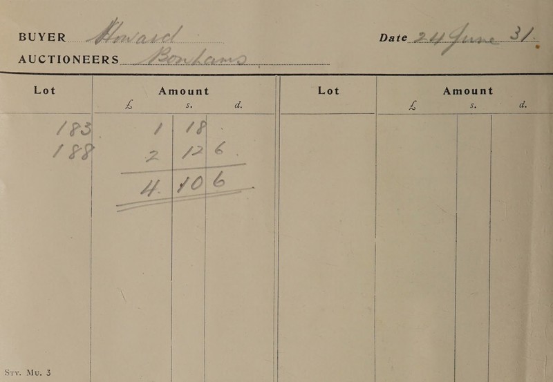 BUYER... <6 r2/2dCl.......... Date #644 Ptrane o 7 F  Lot Amount Lot Amount cf s a. Ps Ss, ' eae   ~ > oP . F 4 tN « > y, 7 oa f a r s e a f 22 vA A. é - a f # : e's    ry. Mu. 3      