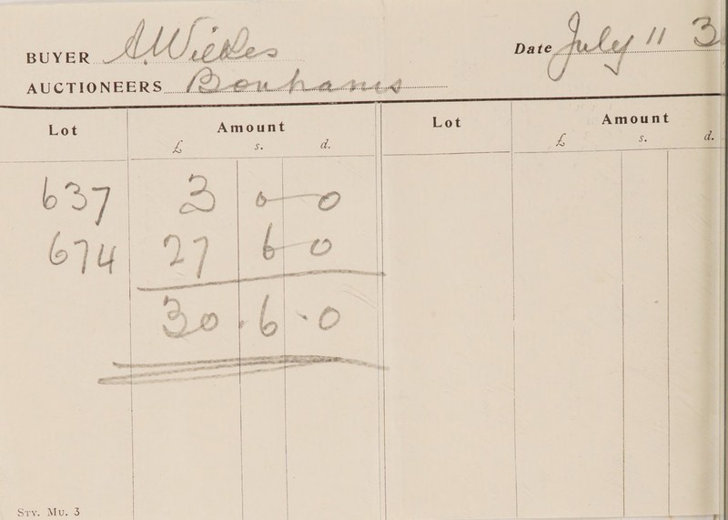  BUYER eit ee he ; AUCTIONEERS. #4 os ll 14. Aaa Sessscrorzcoronererm   Lot Amount Lot Amount b37/ DAlets b}y| 27 | be          pve MUS      